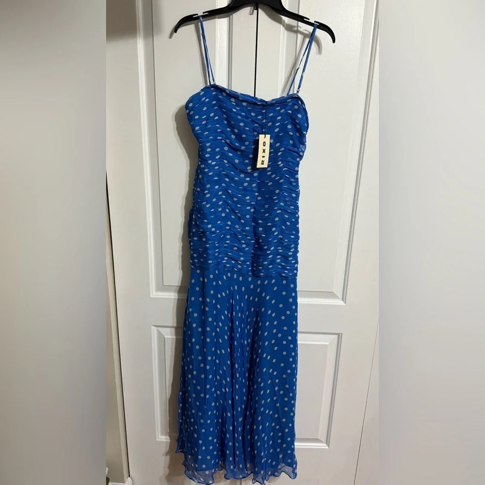 NWT RIXO STRAPLESS DROP-WAIST MAXI DRESS/ US6/ Color Blue - Picture 4 of 5
